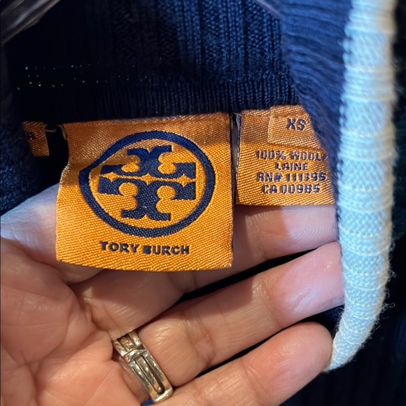 Tory Burch Blue Turtleneck Merino Wool Dress size XS missing sash - Picture 2 of 13